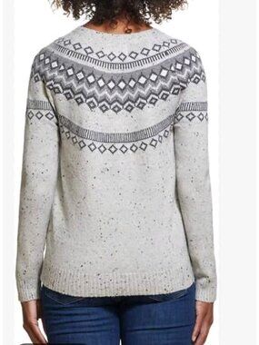 Weatherproof Vintage Ladies Nordic Fairisle Pullover Gray Sweater Small